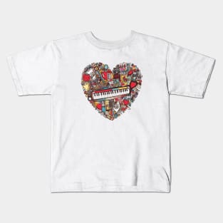 Piano Heart Musical Instrument Kids T-Shirt